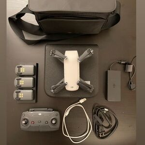 DJI Spark Foldable Drone Kit in White and Black with Controller